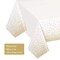 Gexolenu 4 Pack White & Gold Dot Plastic Tablecloth for Rectangle Tables(54" x 108"), Disposable Table Cloth for Birthday, Wedding, Baptism Decorations, Engagement Party Decorations